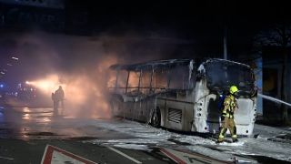 Ausgebrannter Bus in Berlin