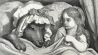Charles Perrault (1628-1703). Französicher Schriftsteller "Little Red Riding Hood astonished to see how her grandmother looks". Gravur von Gustave Dore (1832-1883).