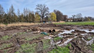 Baustelle an der defekten Hauptwasserleitung bei Elsterwerda