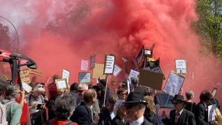 Teilnehmer der linken Demonstration 