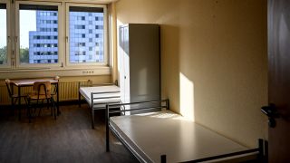 Blick in ein Zimmer in der FlÃ¼chtlingsunterkunft in der BessemerstraÃe.