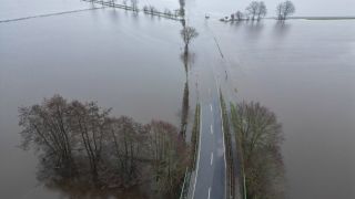 Blick auf das Hochwasser im Emsland