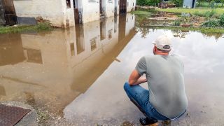 Überschwemmter Bauernhof
