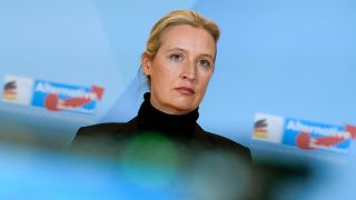 Alice Weidel bei einem Pressestatement der AfD-Bundestagsfraktion. 