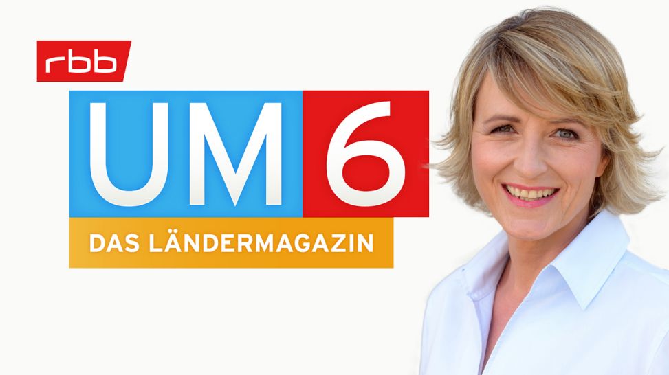 Andrea Vannahme vor Logo rbb UM6 (Foto: rbb/Thomas Ernst)