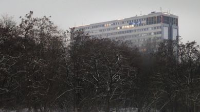 Excelsior-Haus überragt als grauer Monolith die Wildnis des Prinz-Albrecht-Areals (Bild: rbb)