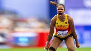 Leichtathletik ISTAF im BErliner Olympiastadion - Kugelstoß-Olympiasiegerin Yemisi Ogunleye in Paris Olympia 2024, Bild: Imago/Beautiful Sports